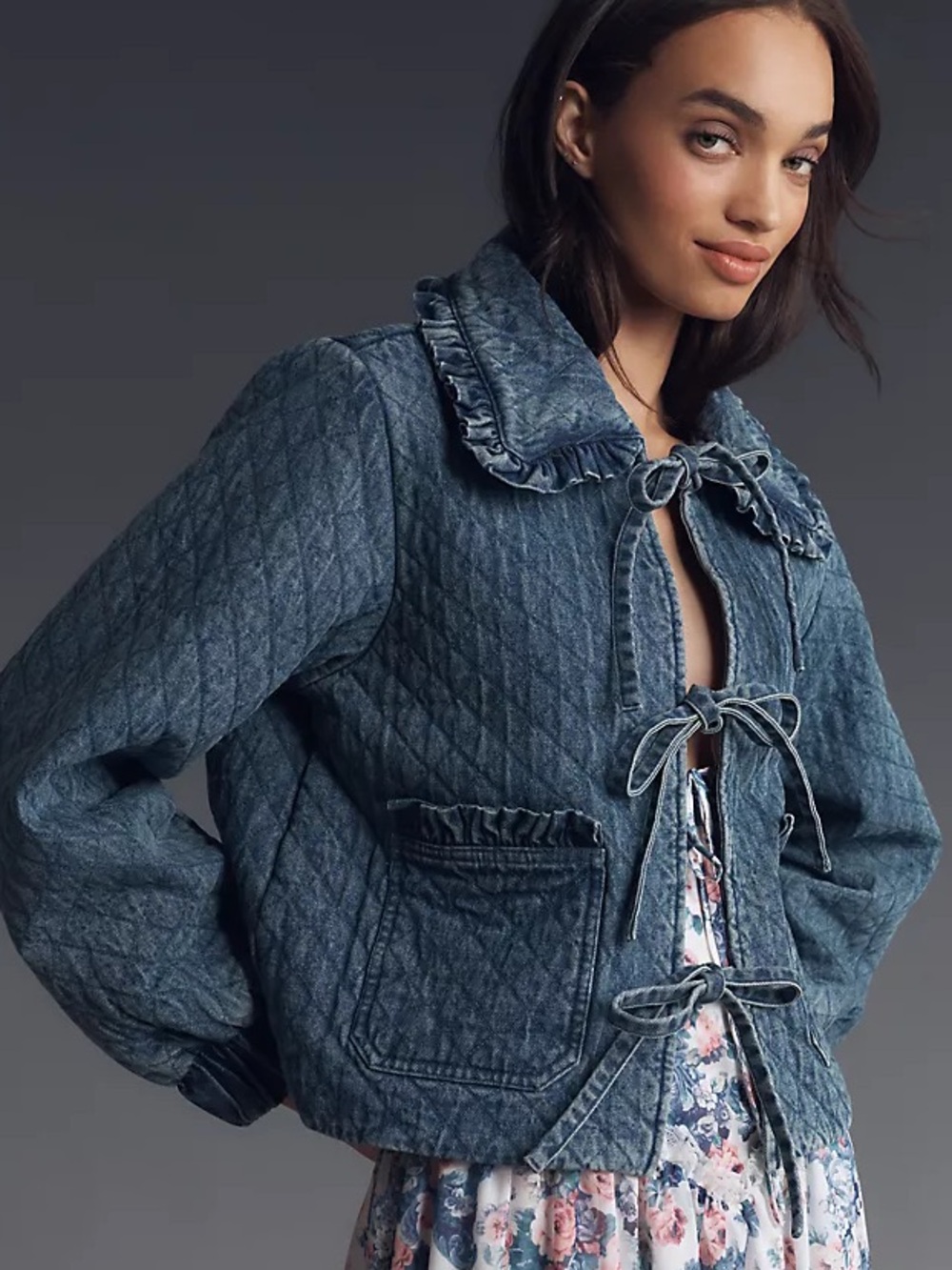 Anthropologie The Maura Bow-Tie Denim Jacket Avec les Filles S NWT $158